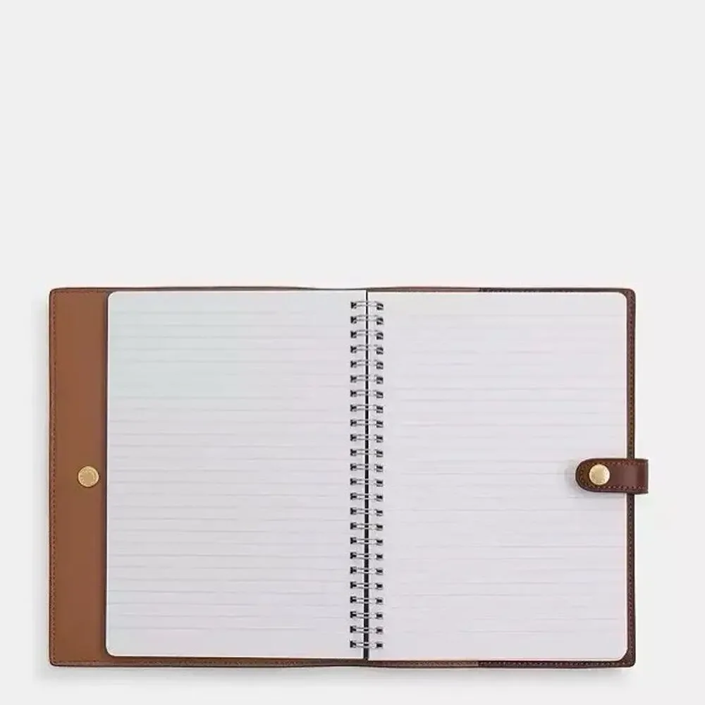 NWT Coach Snap Notebook cz198 Signature Canvas/Smooth leather Gold/Tan/Brown